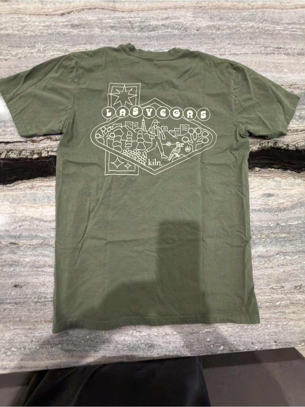 Kiln Las Vegas Olive Green Graphic Tee - Men's Shirt
